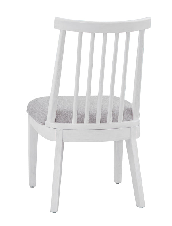 Basset Mirror Nadine Coastal Contemporary Dining Chair Set Of 2 - Solid Wood, Bright White Oak & Gray Fabric Seat White Wood,Nickel,Fabric,Foam 9436-dr-800-2