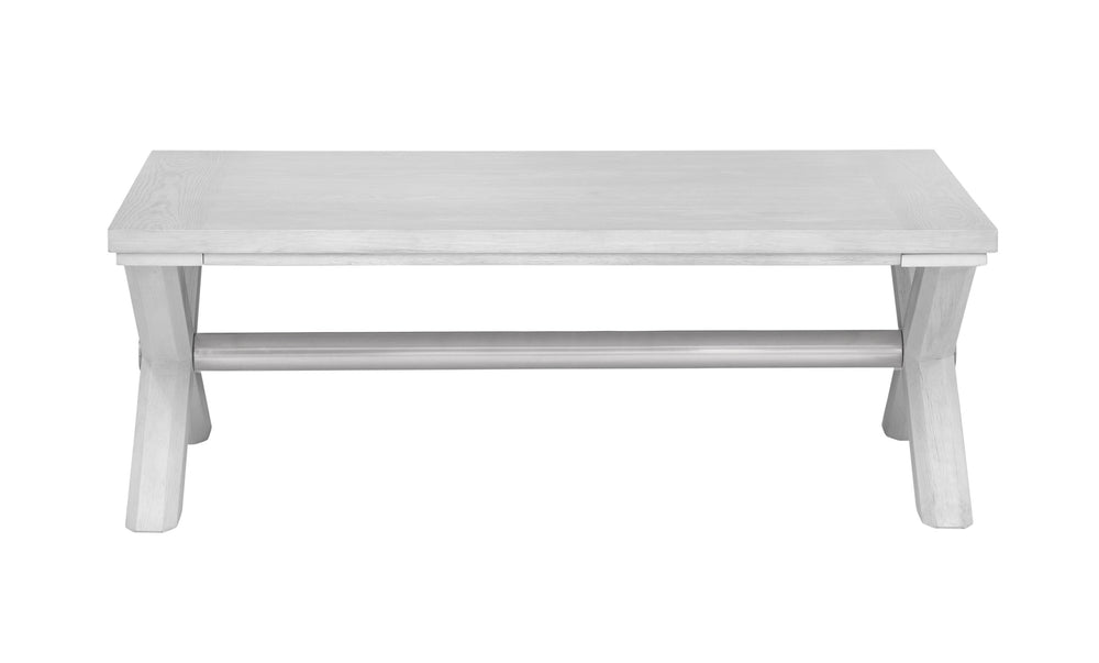 Basset Mirror Nadine Coastal Contemporary Cocktail Table - Solid Wood & Veneers, Bright White Oak & Nickel Accents White Solid Wood,Veneers,Metal 9436-lr-100