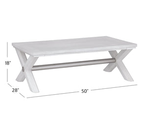 Basset Mirror Nadine Coastal Contemporary Cocktail Table - Solid Wood & Veneers, Bright White Oak & Nickel Accents White Solid Wood,Veneers,Metal 9436-lr-100