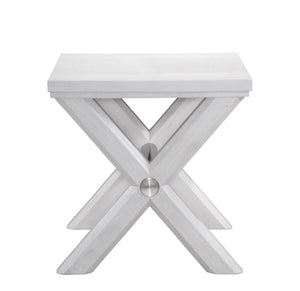 Basset Mirror Nadine End Table - Coastal Contemporary Design In Bright White Oak With Stylish Octagonal X-base White Solid Wood,Veneers,Metal 9436-lr-200