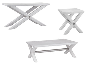 Basset Mirror Nadine End Table - Coastal Contemporary Design In Bright White Oak With Stylish Octagonal X-base White Solid Wood,Veneers,Metal 9436-lr-200