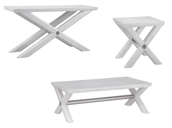 Basset Mirror Nadine End Table - Coastal Contemporary Design In Bright White Oak With Stylish Octagonal X-base White Solid Wood,Veneers,Metal 9436-lr-200