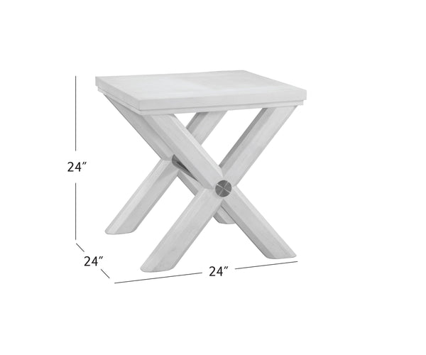 Basset Mirror Nadine End Table - Coastal Contemporary Design In Bright White Oak With Stylish Octagonal X-base White Solid Wood,Veneers,Metal 9436-lr-200