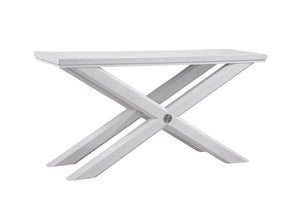 Basset Mirror Nadine Console Table - Coastal Contemporary Design With Solid Wood, Bright White Oak & Brushed Nickel White Solid Wood,Veneers,Metal 9436-lr-400