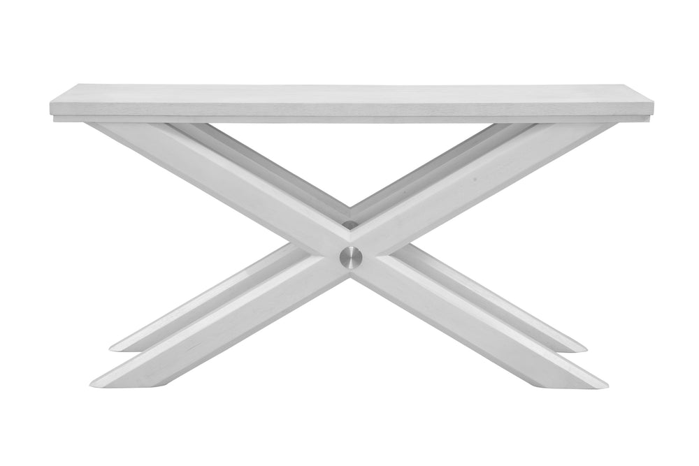 Basset Mirror Nadine Console Table - Coastal Contemporary Design With Solid Wood, Bright White Oak & Brushed Nickel White Solid Wood,Veneers,Metal 9436-lr-400