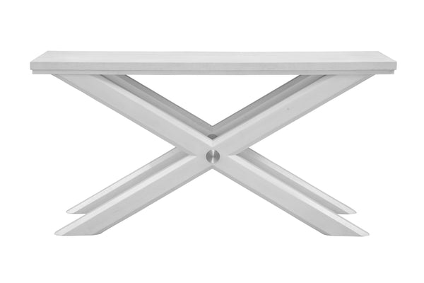 Basset Mirror Nadine Console Table - Coastal Contemporary Design With Solid Wood, Bright White Oak & Brushed Nickel White Solid Wood,Veneers,Metal 9436-lr-400
