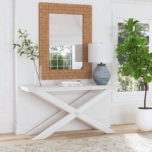 Basset Mirror Nadine Console Table - Coastal Contemporary Design With Solid Wood, Bright White Oak & Brushed Nickel White Solid Wood,Veneers,Metal 9436-lr-400