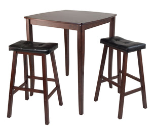 Winsome Wood Inglewood 3-piece High Table Set With Stylish Cushioned Bar Stools - Walnut Finish & Black Seating Walnut Solid Wood 94360-winsome-wood