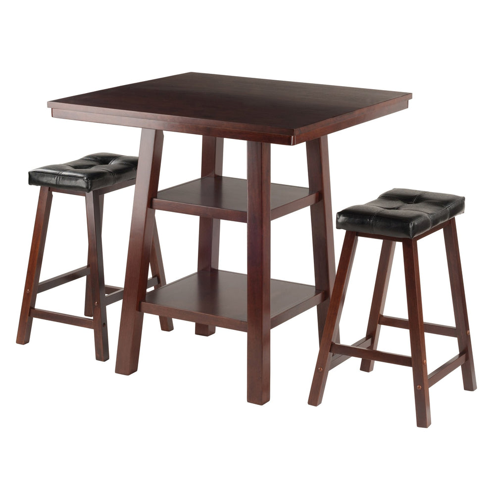 Winsome Wood Orlando 3-piece High Table Set With Cushion Saddle Stools – Stylish Walnut Finish For Dining & Work Walnut Solid ,Composite Wood 94362-winsome-wood