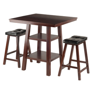 Winsome Wood Orlando 3-piece High Table Set With Cushion Saddle Stools – Stylish Walnut Finish For Dining & Work Walnut Solid ,Composite Wood 94362-winsome-wood