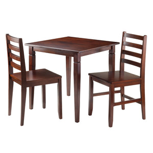 Winsome Wood Kingsgate 3-piece Dining Table Set With Ladder-back Chairs In Warm Walnut - Compact & Stylish Design Walnut Solid Wood 94363-winsome-wood