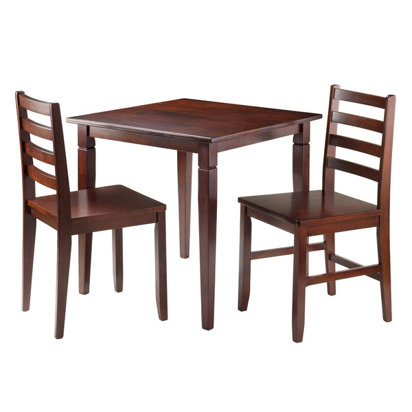 Winsome Wood Kingsgate 3-piece Dining Table Set With Ladder-back Chairs In Warm Walnut - Compact & Stylish Design Walnut Solid Wood 94363-winsome-wood