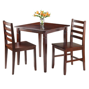 Winsome Wood Kingsgate 3-piece Dining Table Set With Ladder-back Chairs In Warm Walnut - Compact & Stylish Design Walnut Solid Wood 94363-winsome-wood