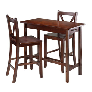 Winsome Wood Sally 3-piece Breakfast Table Set With Stylish V-back Stools, Durable Wood In Rich Walnut Finish Walnut Solid ,Composite Wood 94364-winsome-wood