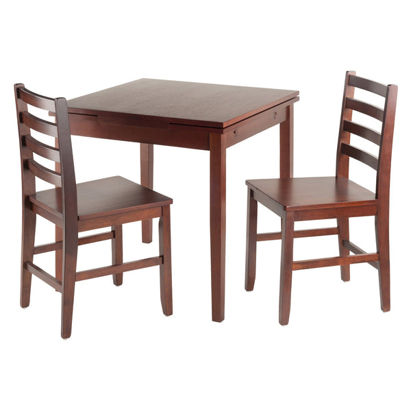Winsome Wood Pulman 3-piece Expandable Dining Set With Ladder-back Chairs, Space-saving Walnut Design For 4 Guests Walnut Solid Wood 94367-winsome-wood