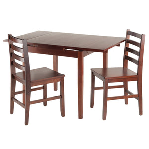 Winsome Wood Pulman 3-piece Expandable Dining Set With Ladder-back Chairs, Space-saving Walnut Design For 4 Guests Walnut Solid Wood 94367-winsome-wood
