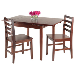 Winsome Wood Pulman 3-piece Expandable Dining Set With Ladder-back Chairs, Space-saving Walnut Design For 4 Guests Walnut Solid Wood 94367-winsome-wood