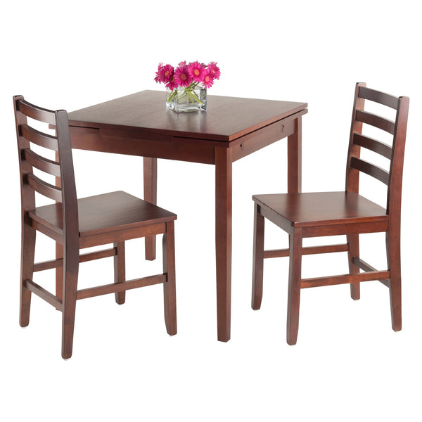 Winsome Wood Pulman 3-piece Expandable Dining Set With Ladder-back Chairs, Space-saving Walnut Design For 4 Guests Walnut Solid Wood 94367-winsome-wood