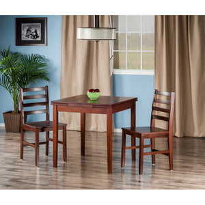 Winsome Wood Pulman 3-piece Expandable Dining Set With Ladder-back Chairs, Space-saving Walnut Design For 4 Guests Walnut Solid Wood 94367-winsome-wood