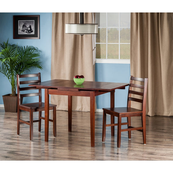 Winsome Wood Pulman 3-piece Expandable Dining Set With Ladder-back Chairs, Space-saving Walnut Design For 4 Guests Walnut Solid Wood 94367-winsome-wood