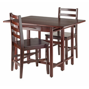 Winsome Wood Taylor 3-piece Walnut Drop Leaf Dining Table Set With Ladder Back Chairs For Versatile Home Use Walnut Solid ,Composite Wood 94368-winsome-wood