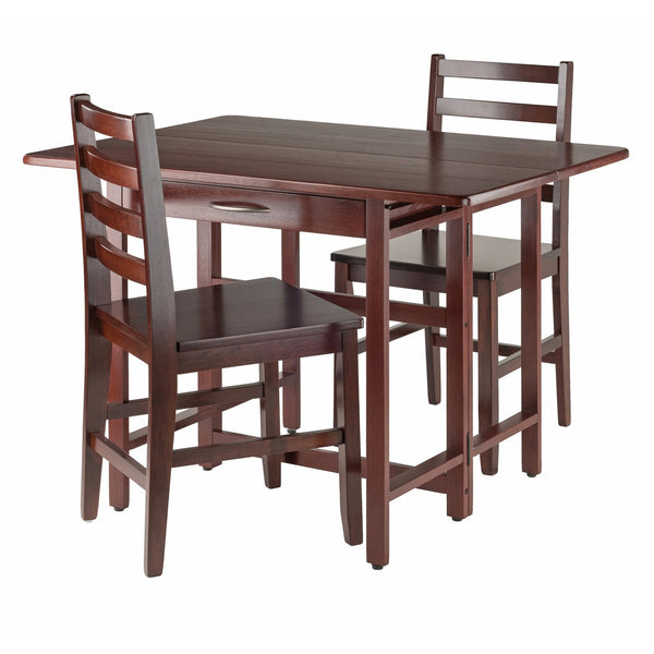 Winsome Wood Taylor 3-piece Walnut Drop Leaf Dining Table Set With Ladder Back Chairs For Versatile Home Use Walnut Solid ,Composite Wood 94368-winsome-wood