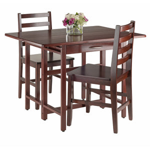 Winsome Wood Taylor 3-piece Walnut Drop Leaf Dining Table Set With Ladder Back Chairs For Versatile Home Use Walnut Solid ,Composite Wood 94368-winsome-wood