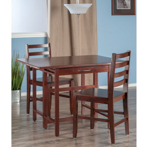Winsome Wood Taylor 3-piece Walnut Drop Leaf Dining Table Set With Ladder Back Chairs For Versatile Home Use Walnut Solid ,Composite Wood 94368-winsome-wood