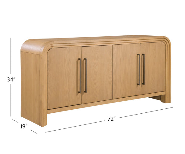 Basset Mirror Chandler Sideboard: Modern Solid Wood Design With Antique Brass Accents And Adjustable Shelves Brown Solid Wood,Oak Veneers 9437-dr-576