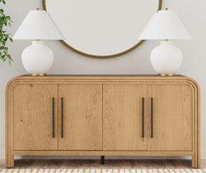 Basset Mirror Chandler Sideboard: Modern Solid Wood Design With Antique Brass Accents And Adjustable Shelves Brown Solid Wood,Oak Veneers 9437-dr-576