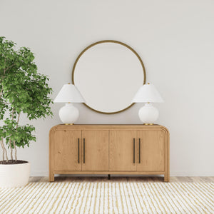 Basset Mirror Chandler Sideboard: Modern Solid Wood Design With Antique Brass Accents And Adjustable Shelves Brown Solid Wood,Oak Veneers 9437-dr-576
