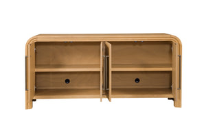 Basset Mirror Chandler Sideboard: Modern Solid Wood Design With Antique Brass Accents And Adjustable Shelves Brown Solid Wood,Oak Veneers 9437-dr-576