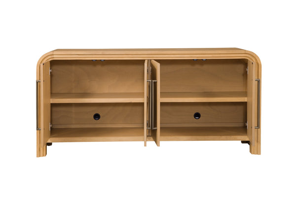 Basset Mirror Chandler Sideboard: Modern Solid Wood Design With Antique Brass Accents And Adjustable Shelves Brown Solid Wood,Oak Veneers 9437-dr-576