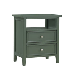 English Elm Weston Vintage Green 2-Drawer Nightstand with Open Shelf, Solid Wood & Dovetail Drawers, 26" L B050P376946