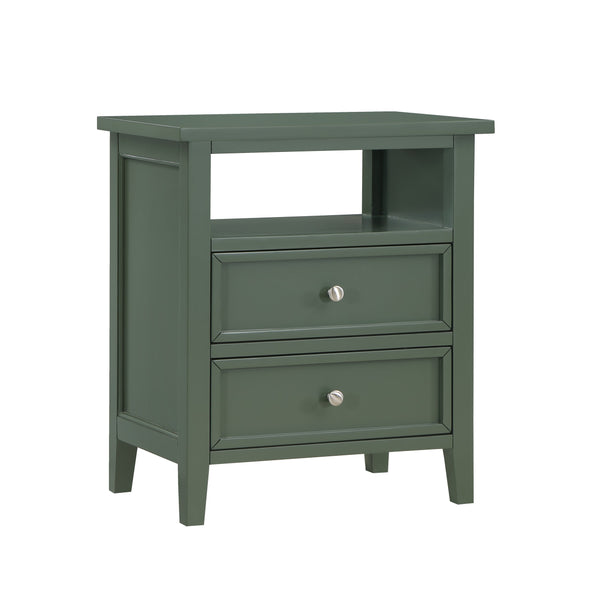 English Elm Weston Vintage Green 2-Drawer Nightstand with Open Shelf, Solid Wood & Dovetail Drawers, 26" L B050P376946