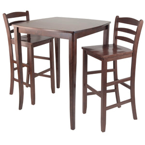 Winsome Wood Inglewood 3-piece Walnut High Dining Set With Stylish Ladder-back Bar Stools For Compact Spaces Walnut Solid Wood 94379-winsome-wood