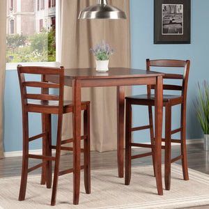 Winsome Wood Inglewood 3-piece Walnut High Dining Set With Stylish Ladder-back Bar Stools For Compact Spaces Walnut Solid Wood 94379-winsome-wood