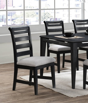 English Elm Modern 2Pc Dining Chair Set With Black Ladder Back Frame & Upholstered Cushions For Cozy Dining B011P218339