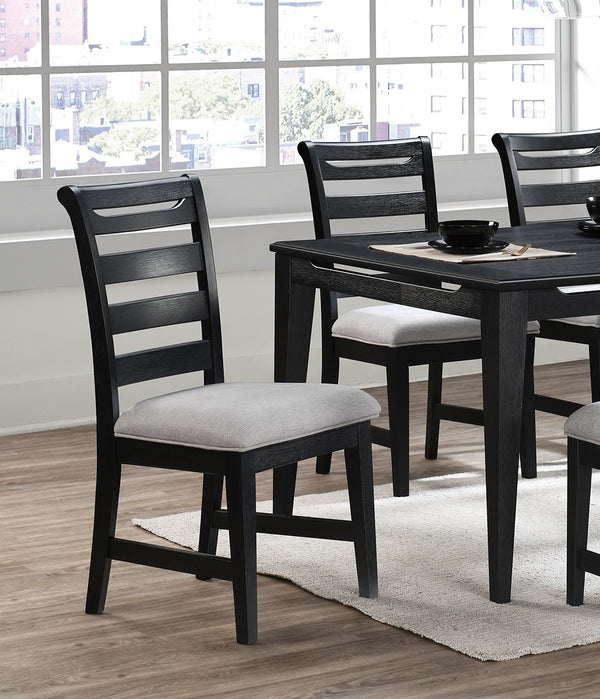 English Elm Modern 2Pc Dining Chair Set With Black Ladder Back Frame & Upholstered Cushions For Cozy Dining B011P218339