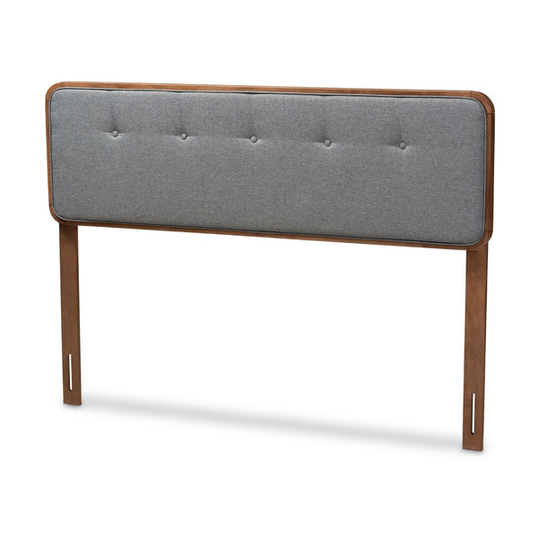 Baxton Studio Baxton Studio Palina Full Size Headboard - Elegant Mid-Century Modern Dark Grey Upholstered Design MG3000PC-Dark Grey/Ash Walnut-HB-Full