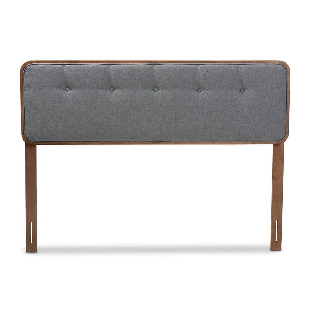 Baxton Studio Baxton Studio Palina Full Size Headboard - Elegant Mid-Century Modern Dark Grey Upholstered Design MG3000PC-Dark Grey/Ash Walnut-HB-Full