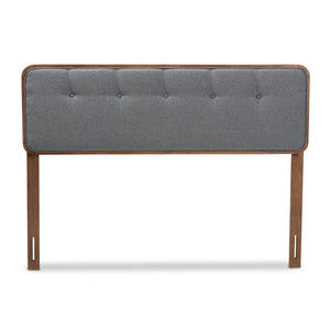 Baxton Studio Baxton Studio Palina Full Size Headboard - Elegant Mid-Century Modern Dark Grey Upholstered Design MG3000PC-Dark Grey/Ash Walnut-HB-Full