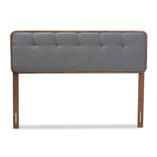 Baxton Studio Baxton Studio Palina Full Size Headboard - Elegant Mid-Century Modern Dark Grey Upholstered Design MG3000PC-Dark Grey/Ash Walnut-HB-Full