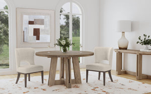 Basset Mirror Mcguire Dining Table - Rustic Modern Charm With Solid Mindi Wood, Unique Interlocking Beams, Natural Finish Gray Mindi Solids 9439-700b-t