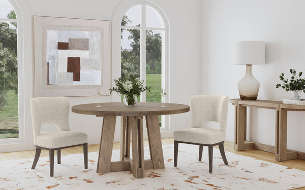 Basset Mirror Mcguire Dining Table - Rustic Modern Charm With Solid Mindi Wood, Unique Interlocking Beams, Natural Finish Gray Mindi Solids 9439-700b-t