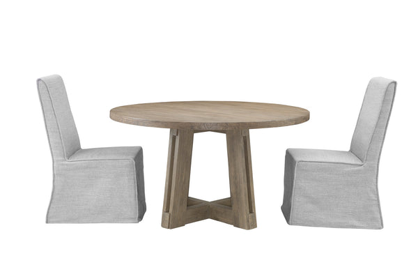 Basset Mirror Mcguire Dining Table - Rustic Modern Charm With Solid Mindi Wood, Unique Interlocking Beams, Natural Finish Gray Mindi Solids 9439-700b-t