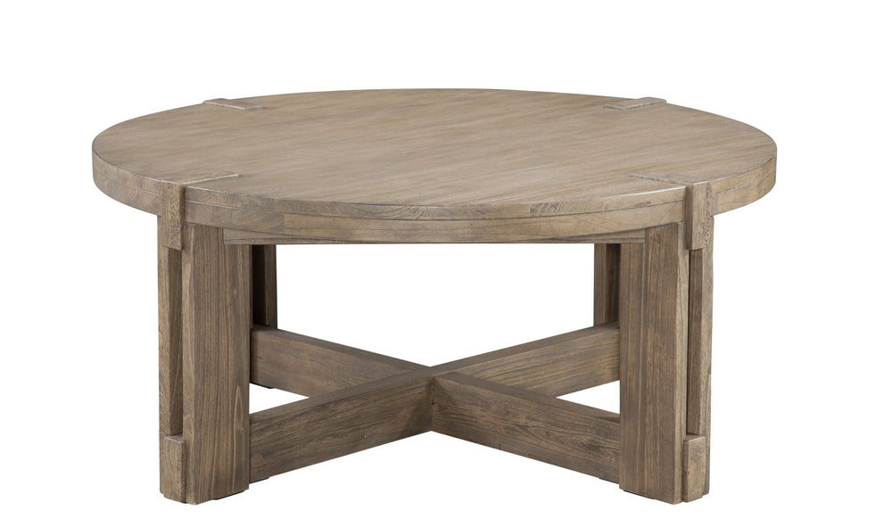 Basset Mirror Mcguire Cocktail Table - Rustic Elegance With Solid Mindi Wood & Unique Interlocking Design, 36" Gray Mindi Solids 9439-lr-120