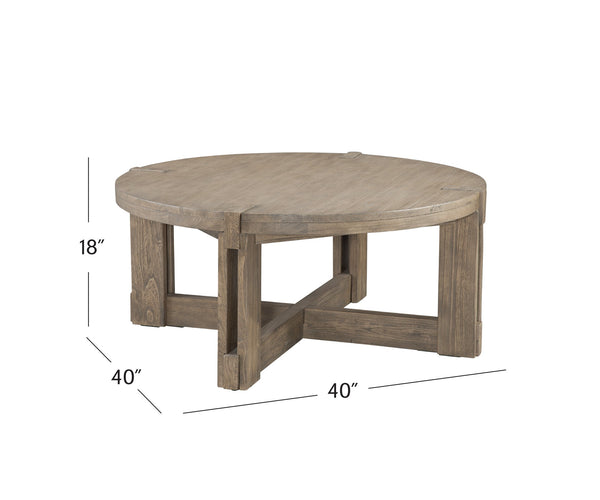 Basset Mirror Mcguire Cocktail Table - Rustic Elegance With Solid Mindi Wood & Unique Interlocking Design, 36" Gray Mindi Solids 9439-lr-120