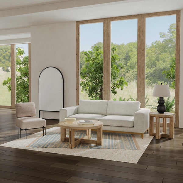 Basset Mirror Mcguire Cocktail Table - Rustic Elegance With Solid Mindi Wood & Unique Interlocking Design, 36" Gray Mindi Solids 9439-lr-120