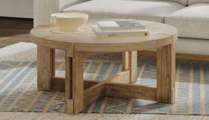 Basset Mirror Mcguire Cocktail Table - Rustic Elegance With Solid Mindi Wood & Unique Interlocking Design, 36" Gray Mindi Solids 9439-lr-120